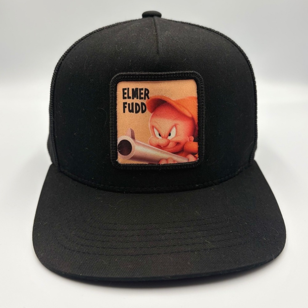 Franco Cabassi‎ Elmer Fudd Trucker Hat Mens OSFM Black Looney Tunes Snapback Cap